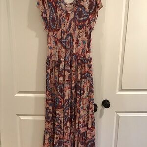 Soft Surroundings Pink Ruched Ruffled Maxi Sundress